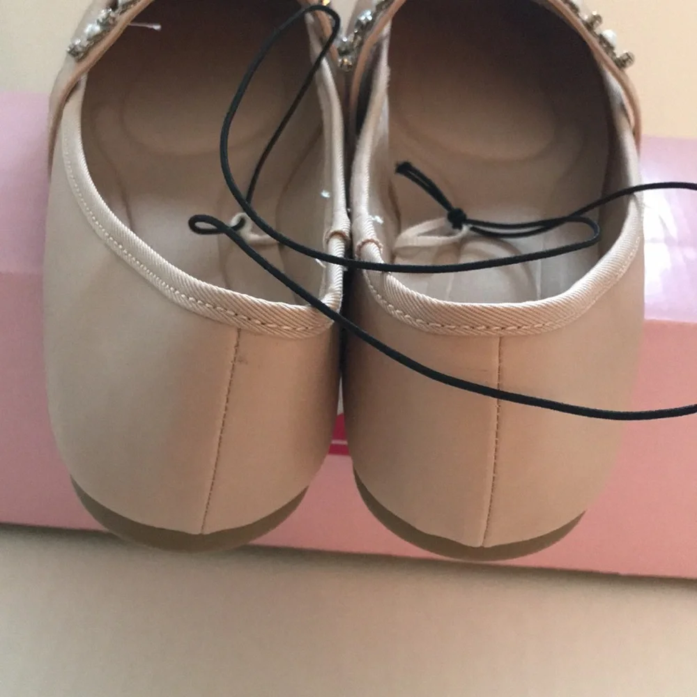 POP by EBL Women's 11 Mary Jane Flats Blush Pink Pearl Rhinestone Vitalize‎ NEW
